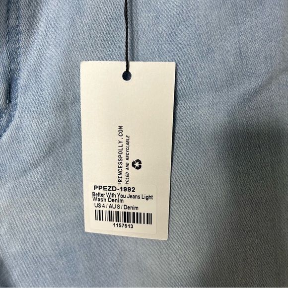 Princess Polly Better With You Flare Jeans Light Wash Denim Size 4 - Picture 7 of 7